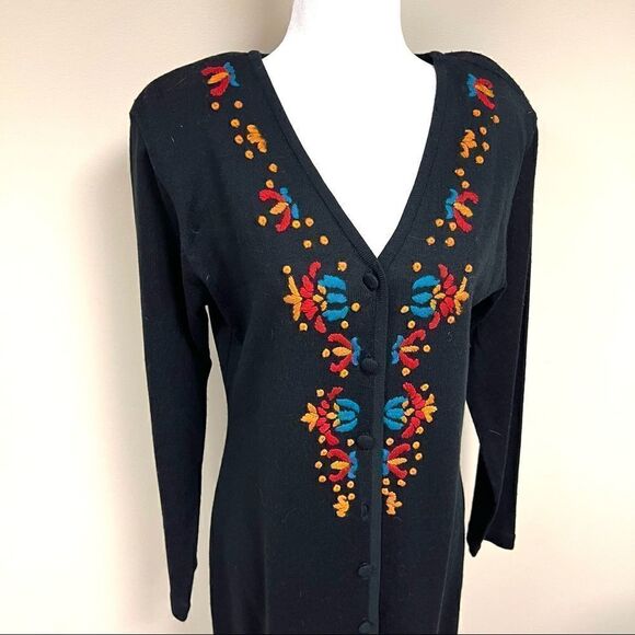 Vintage Saint Tropez West embroidered sweater dress L - Picture 2 of 6